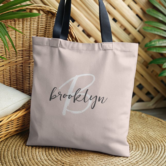 Bolsa Tote Rosa Bege Branco Monograma (Criador carregado)