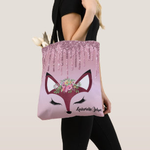 Bolsa Tote Rosa Blush Glitter Paint Girly Fox