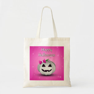 Bolsa Tote Rosa branco o Dia das Bruxas feminino da abóbora