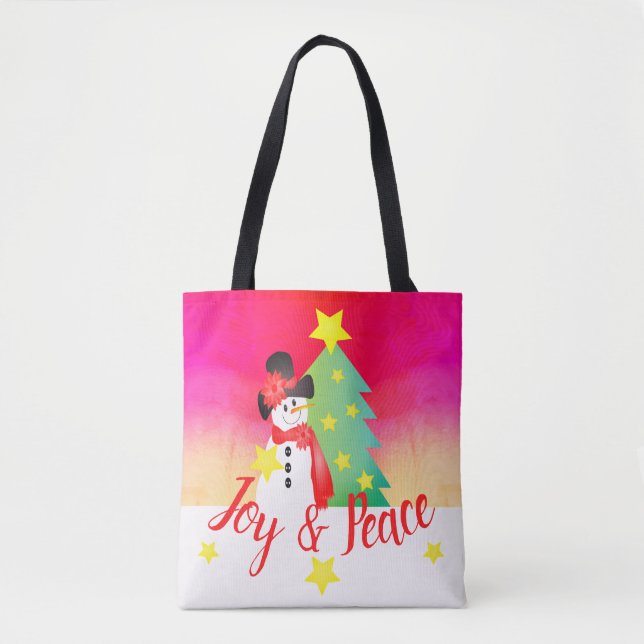 Bolsa Tote Rosa Brilhante Com Neve (Frente)