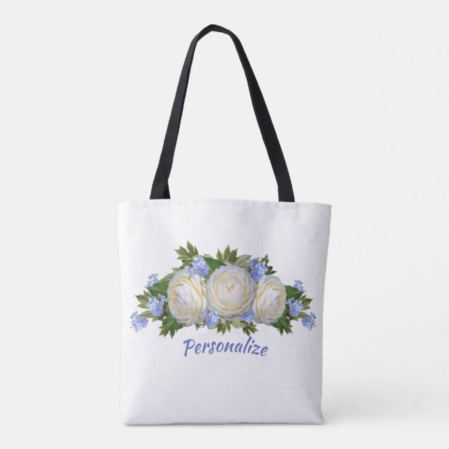 Bolsa Tote Rosa Buquê Personalizar o Na moda da Flor do Plumb (Verso)