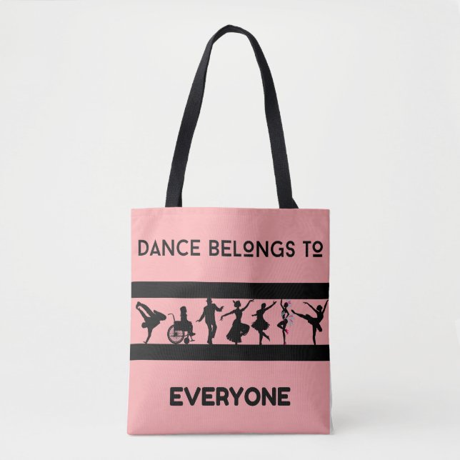 Bolsa Tote rosa claro "Dança Pertence a Todos" (Frente)