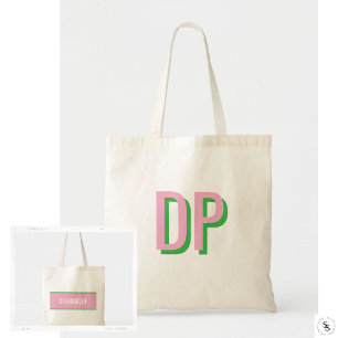 Bolsa Tote Rosa Claro + Monograma Verde Damas de Honra