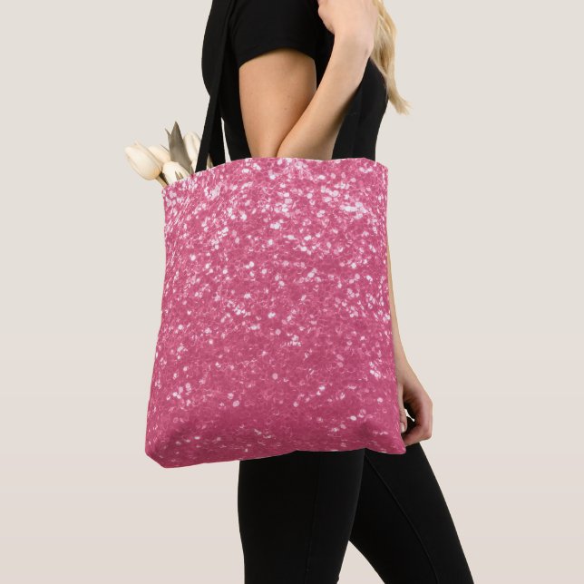Bolsa Tote Rosa claro rosa falso brilho glitter (Close Up)