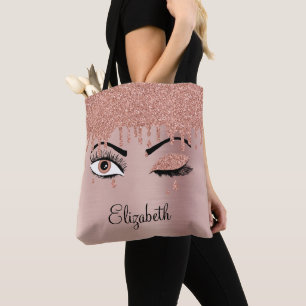 Bolsa Tote Rosa cor-de-rosa Dourado Eyelashes Diminuindo bril