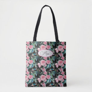 Bolsa Tote Rosa cor-de-rosa Flores de Vintage Mãe Floral Mães
