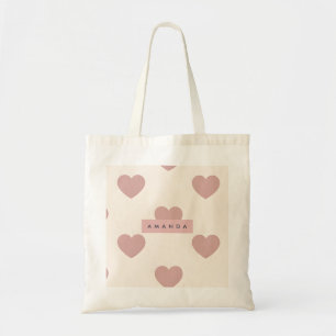 Bolsa Tote Rosa Coração Personalizado Pastel