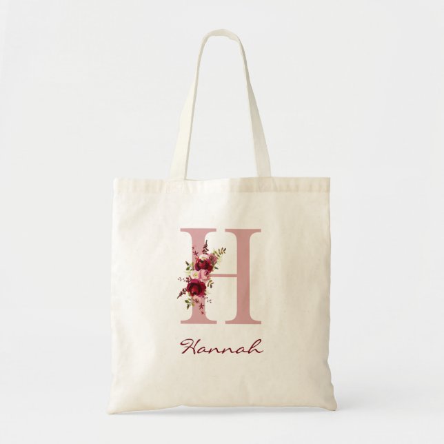 Bolsa Tote Rosa Corado Carta H Floral (Frente)