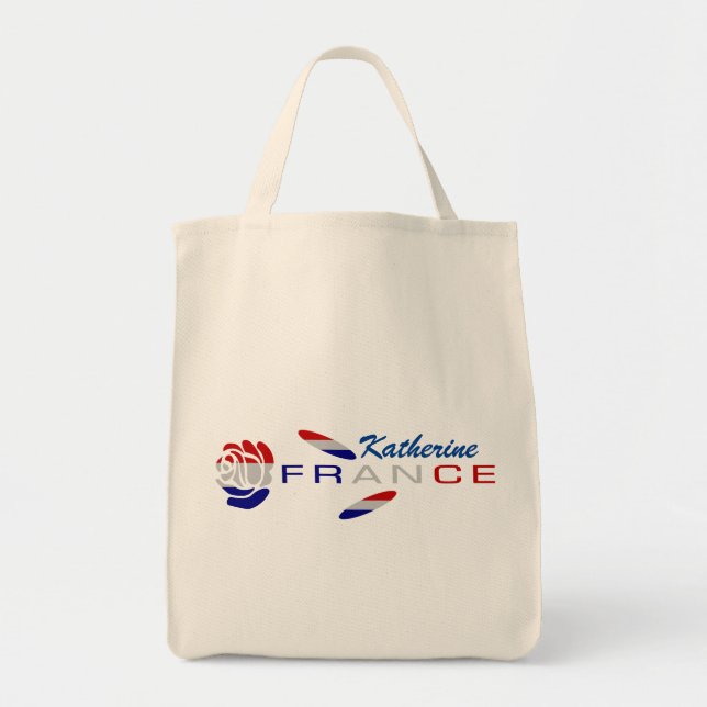 Bolsa Tote Rosa da Bandeira Francesa Personalizada (Frente)