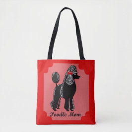 Bolsa Tote Rosa da mamã da caniche, vermelho, e sacola do