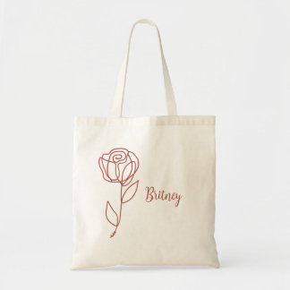 Bolsa Tote Rosa De Boho Minimalista Com Nome Personalizado