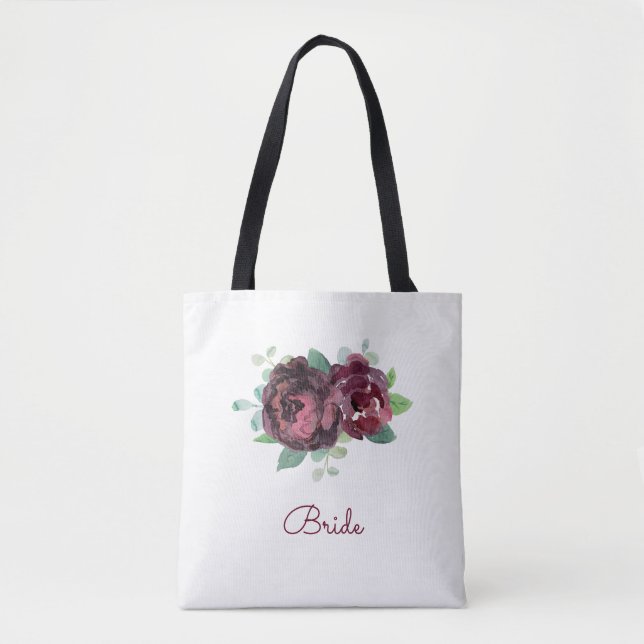 Bolsa Tote Rosa de Borda de Aquarela (Frente)
