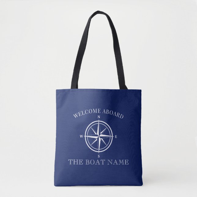 Bolsa Tote Rosa de Compass do Nome Náutico do Barco (Frente)