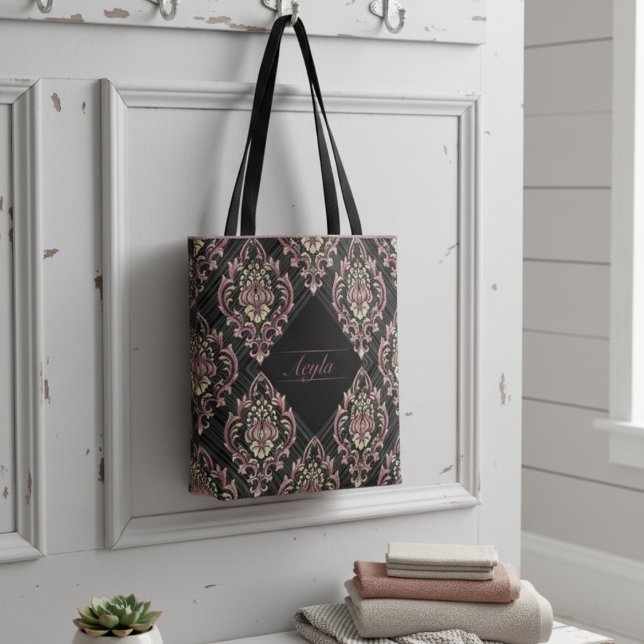 Bolsa Tote Rosa De Damasco Moderno Dourado E Lítima (Criador carregado)
