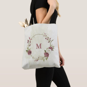 Bolsa Tote rosa de flores brancas poeirentas