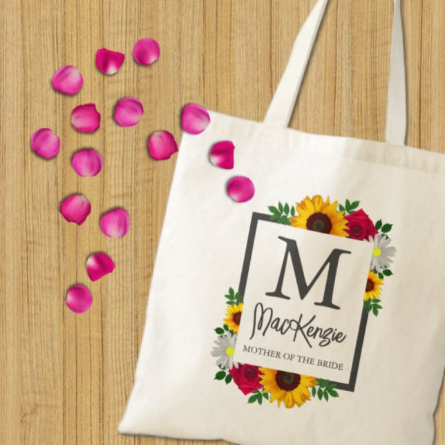Bolsa Tote Rosa de Girassol Margarida Outono Floral Casamento (Criador carregado)