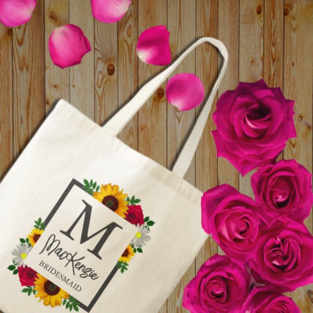 Bolsa Tote Rosa de Girassol Margarida Outono Floral Casamento (Criador carregado)