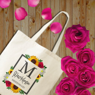 Bolsa Tote Rosa de Girassol Outono Floral Daisy Casamento Fes