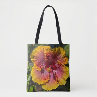 Bolsa Tote Rosa de Hibiscus e Laranja