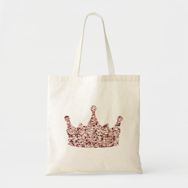 Bolsa Tote Rosa de Literatura Dourada Coroa Clipart Queen Cli (Frente)