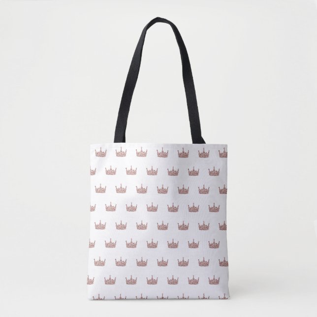 Bolsa Tote Rosa de Literatura Dourada Coroa Clipart Queen Cli (Frente)