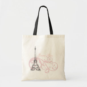 Bolsa Tote Rosa de Paris da torre Eiffel