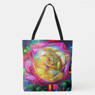 Bolsa Tote Rosa do Arco-Íris Psicodélico