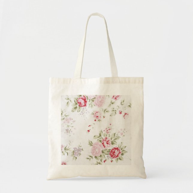 Bolsa Tote Rosa do chique floral (Frente)