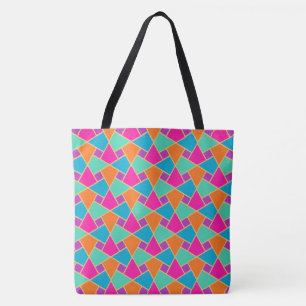 Bolsa Tote Rosa do mosaico, laranja, turquesa, Aqua,