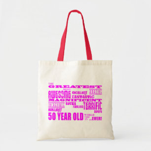 Bolsa Tote Rosa dos aniversários das meninas 50th: Os grande