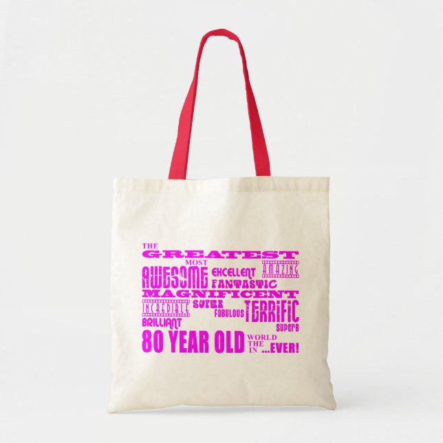 Bolsa Tote Rosa dos aniversários do 80 das meninas: Os (Frente)