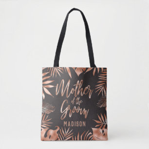 Bolsa Tote Rosa Dourada e Cinza Palma Tropical Mãe do Chão