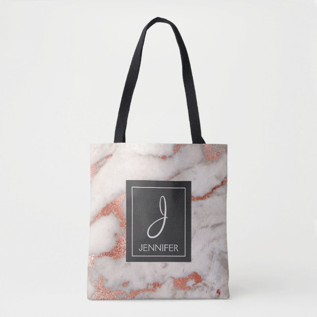 Bolsa Tote Rosa Dourada Marble Monographic Bag (Frente)