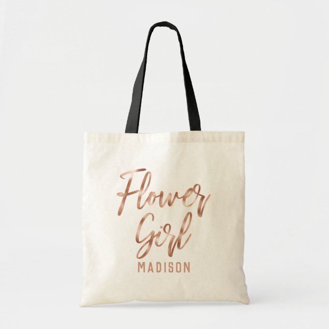 Bolsa Tote Rosa Dourada Moderna Tipografia de Casamento Rapar (Frente)