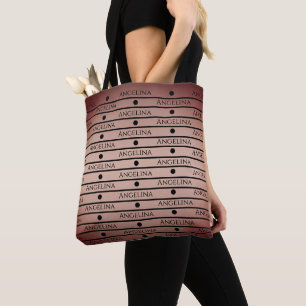 Bolsa Tote Rosa Dourado   Listras Personalizadas com Impressã