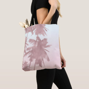 Bolsa Tote Rosa Dourado Palmas Rosa Praia Ombre Palmeiras