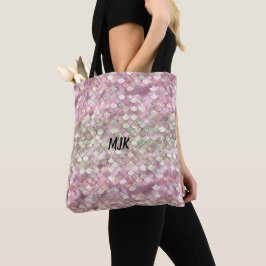 Bolsa Tote Rosa Dourado Rosa Bokeh Brilho Sereia Personalizad
