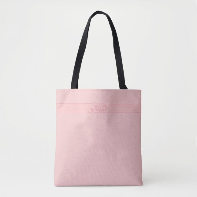 Bolsa Tote Rosa dourado / Rosa quartzo com suas iniciais (Frente)