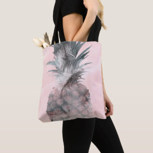 Bolsa Tote Rosa Dourado Rosa Tropical Verão Abacaxi Glamour