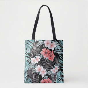 Bolsa Tote Rosa Dourado Tropical Botânico Aloha Abacaxi Chic