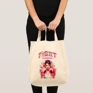 Bolsa Tote Rosa e Bonito Câncer de Mama Floral