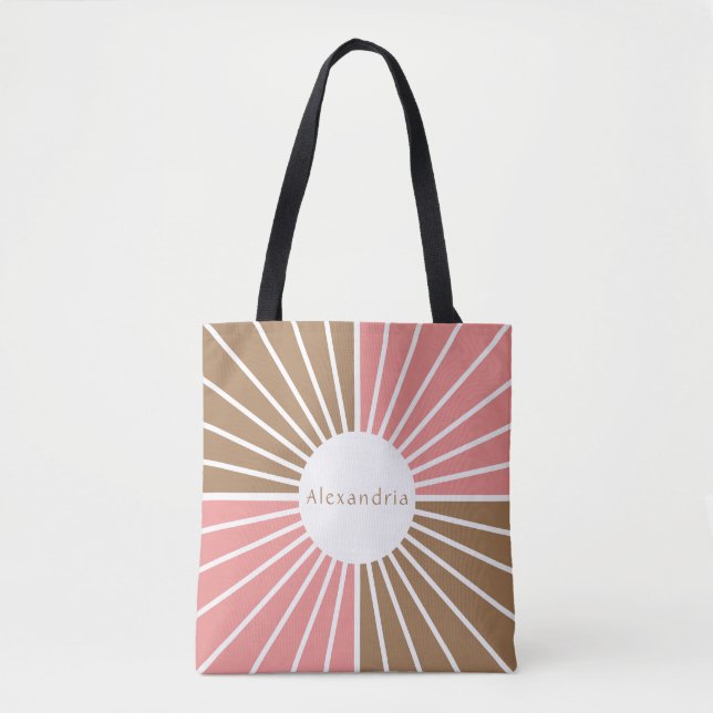Bolsa Tote Rosa e Castanho Personalizados (Frente)