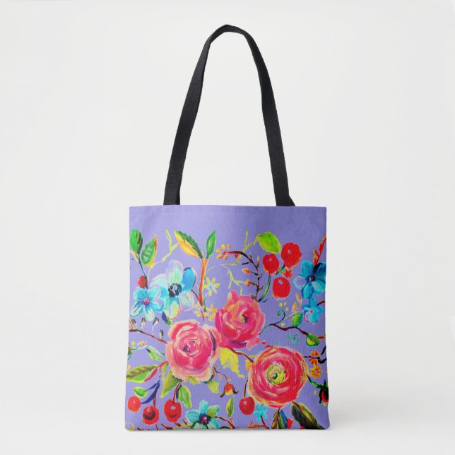 Bolsa Tote Rosa e Cherry Blossom Periwinkle (Frente)