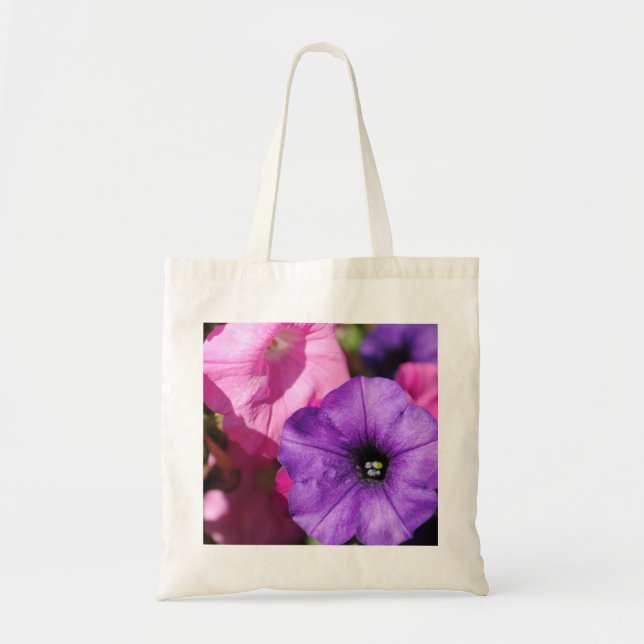 Bolsa Tote Rosa e petúnias roxos da queda (Frente)