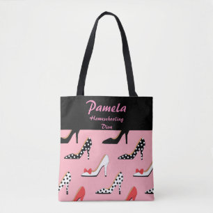 Bolsa Tote Rosa e preto da diva de Homeschooling