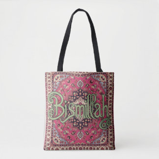 Bolsa tote rosa e verde Bismillah Persa