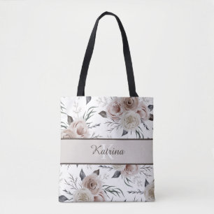 Bolsa Tote Rosa em Aquarela Monogramada
