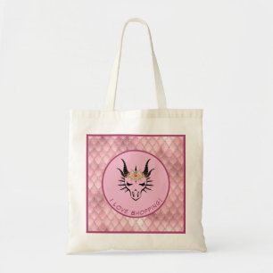 Bolsa Tote Rosa Eu Adoro Comprar Cabeça de Dragão e Escalas