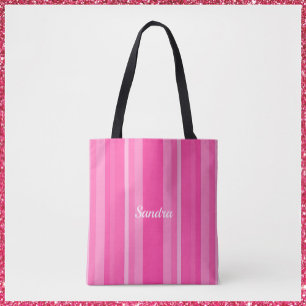 Bolsa Tote Rosa Feminina com Striping