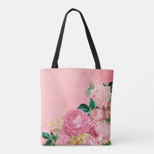 Bolsa Tote Rosa Flor Cor-de-rosa com Chique